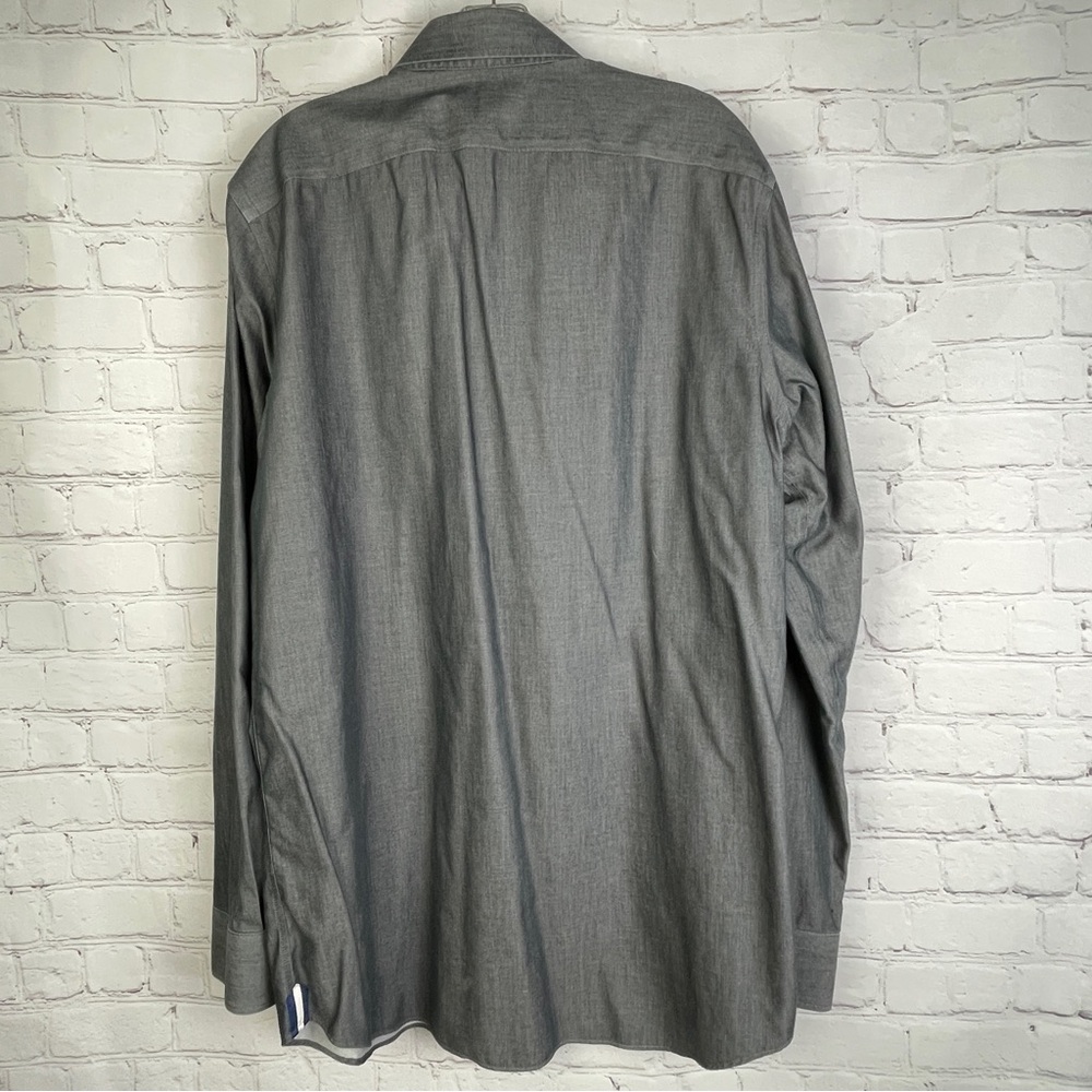 BANANA REPUBLIC men's cotton gray button-up non-iron shirt, size L - Picture 8 of 9